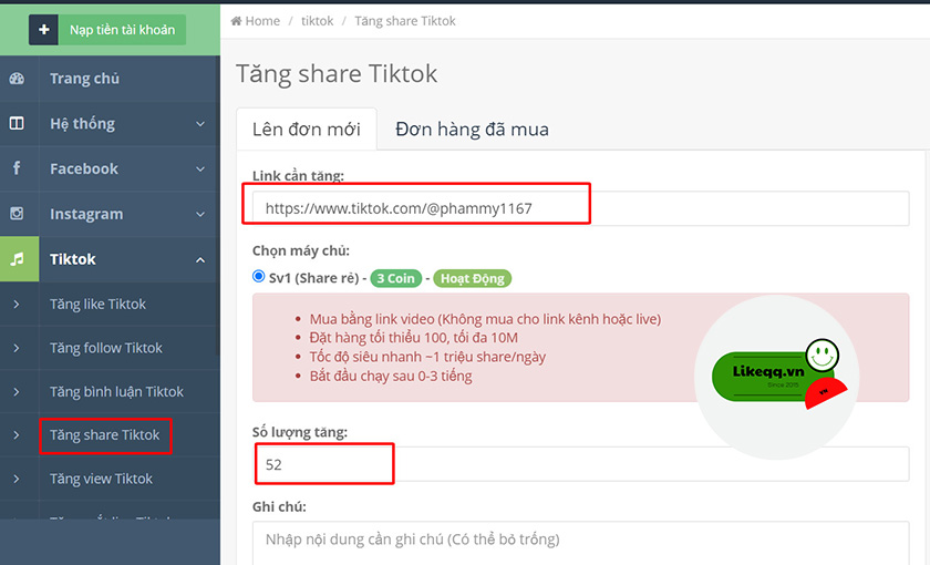 Hack share TikTok thành công