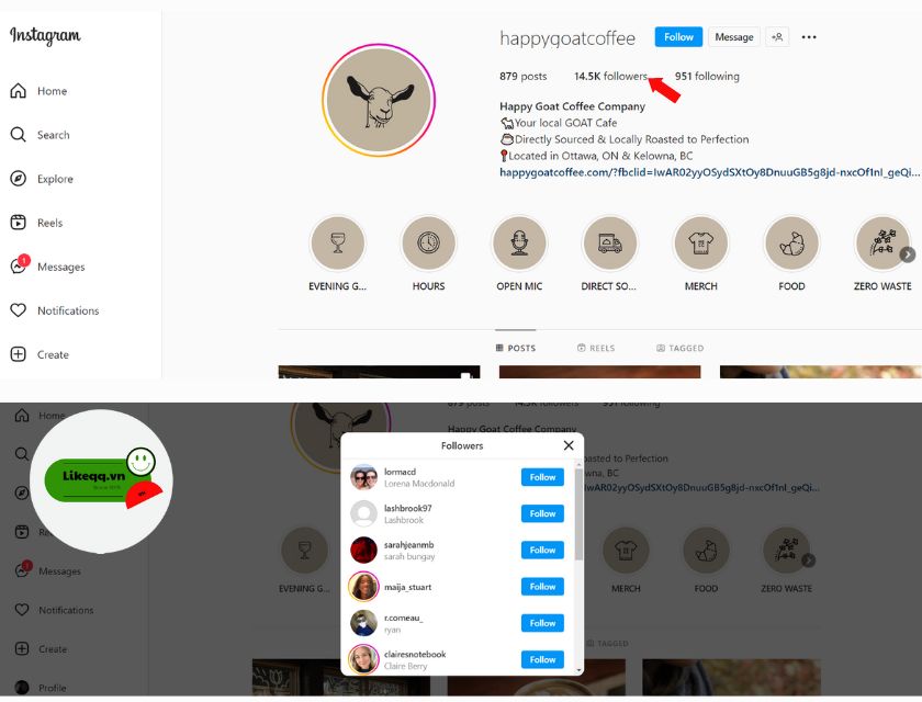bước tăng follow instagram trên web