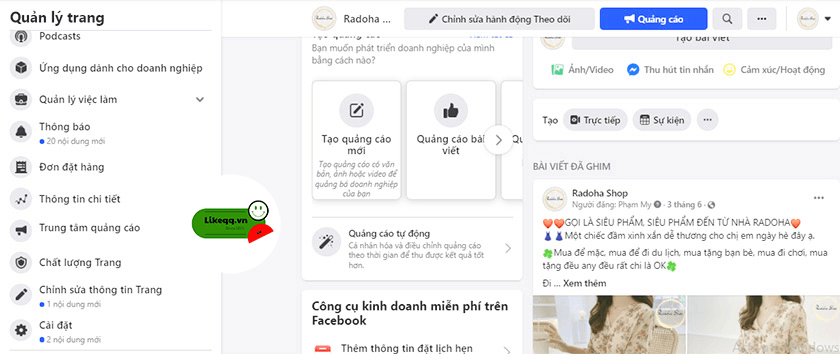 vị trí checkin trang page