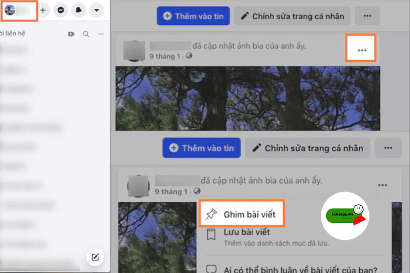 cách ghim bài trên facebook