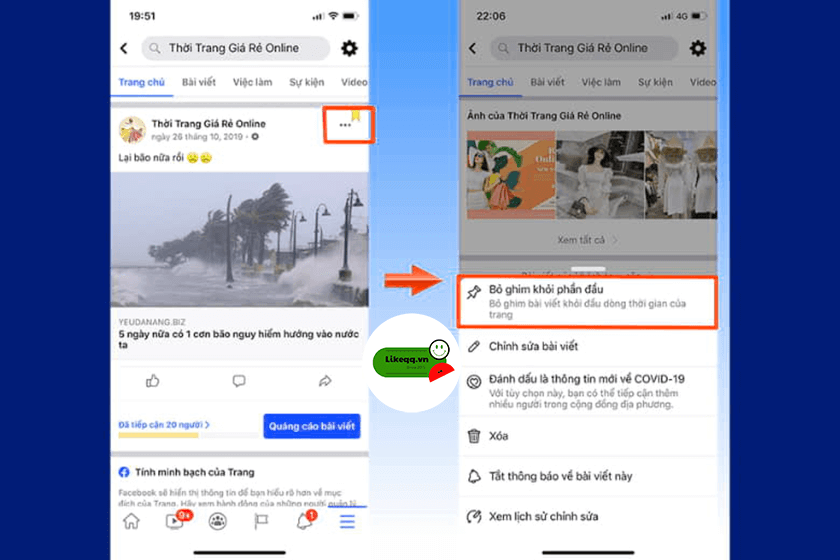 ghim bài viết trên facebook