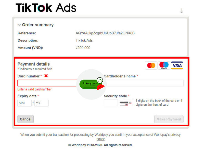 Thanh toán quảng cáo TikTok
