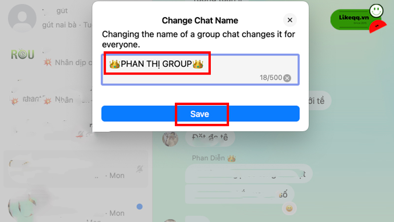 đổi tên nhóm messenger bằng máy tính