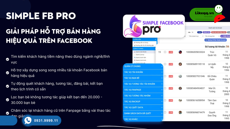 Tool chạy like Facebook Simple Account