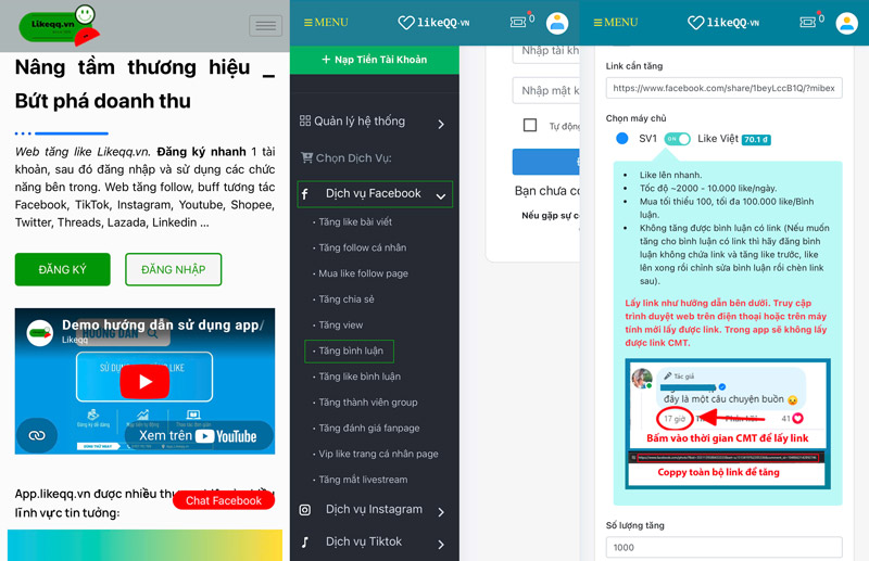 Mua comment facebook trên điện thoại