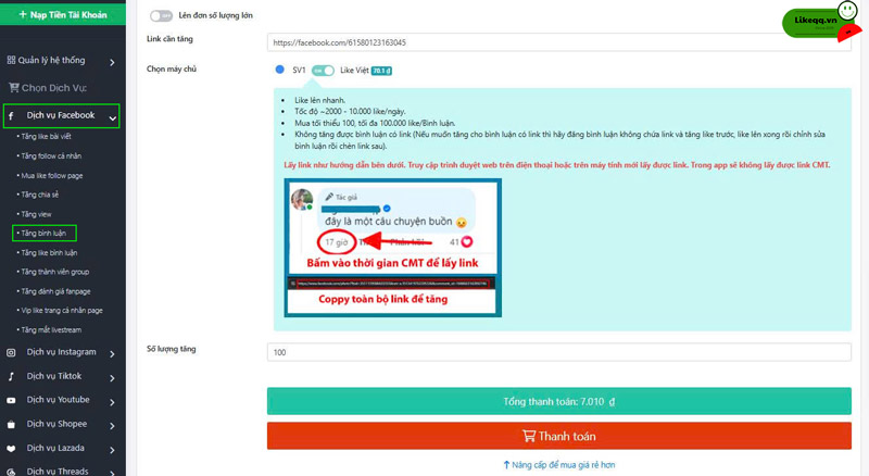 Mua comment facebook trên máy tính