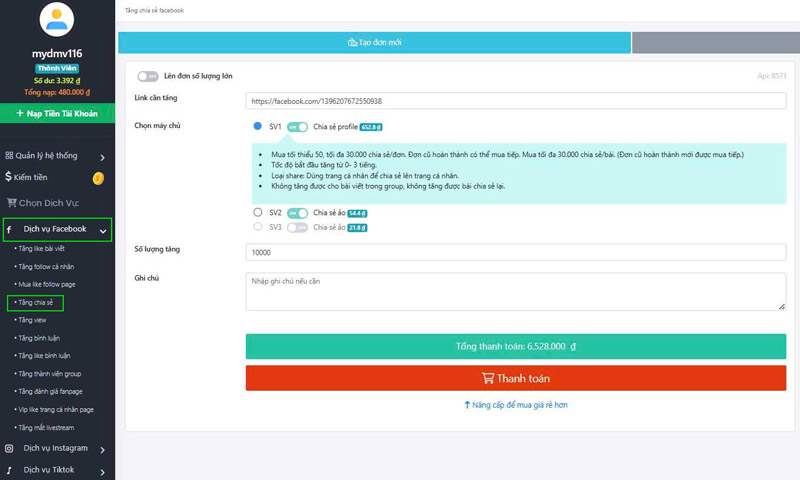 Mua share facebook trên máy tính