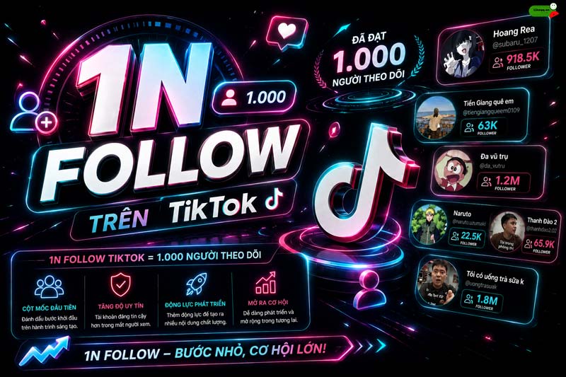 1n follow trên tiktok là gì